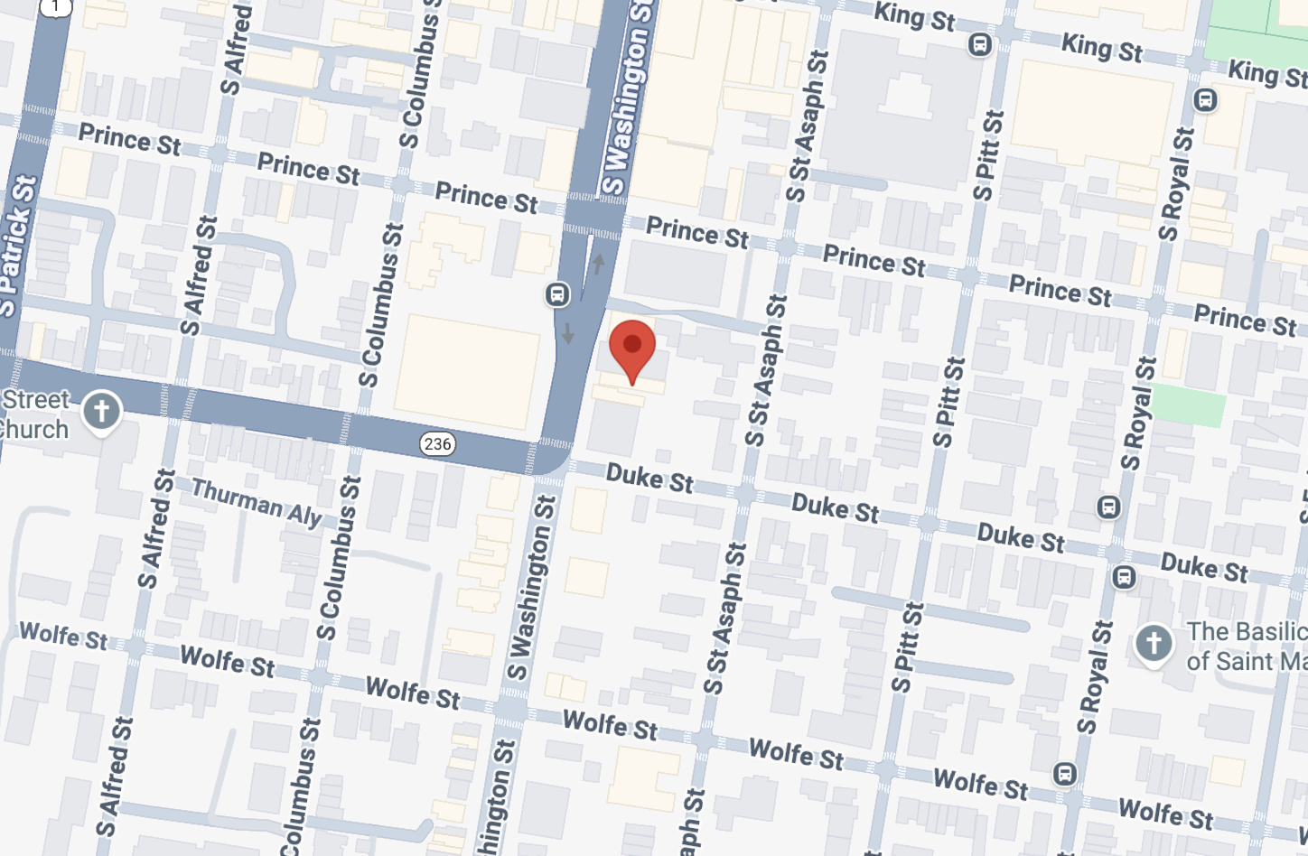 Map showing 220 S. Washington St, Alexandria VA 22314